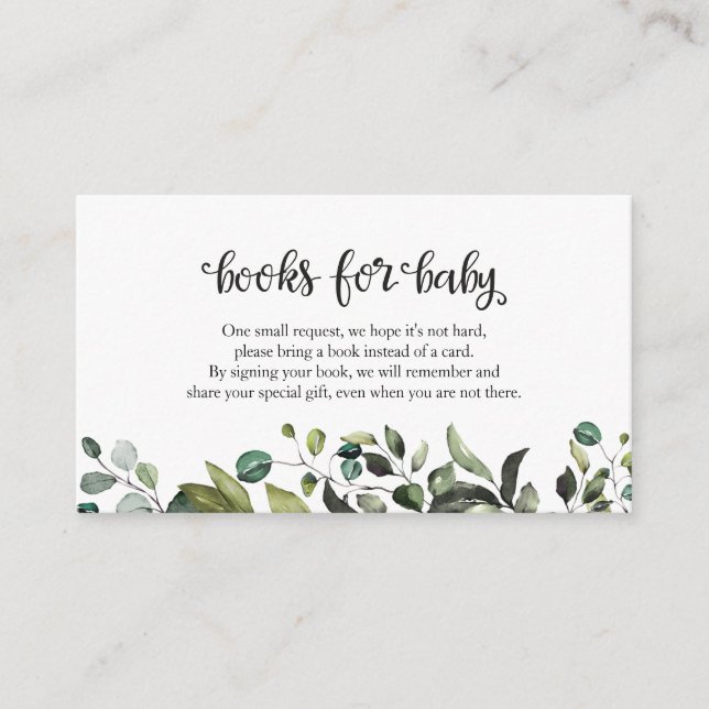 Simple Greenery Fall Baby Shower Books For Baby Enclosure Card (Front)