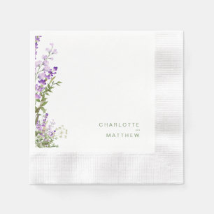 Simple Greenery Lavender Wedding Cocktail Napkin