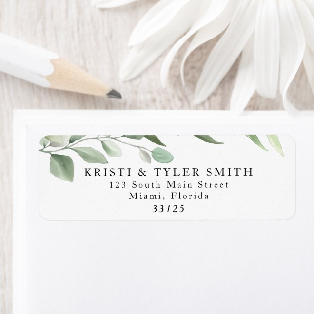 Simple Greenery Leaves Return Address Label (Insitu)