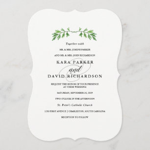 Simple Greenery Minimalist Wedding Invitation