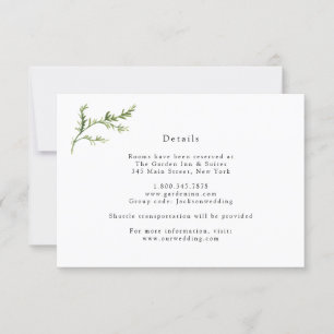 Simple Greenery Wedding Details Card