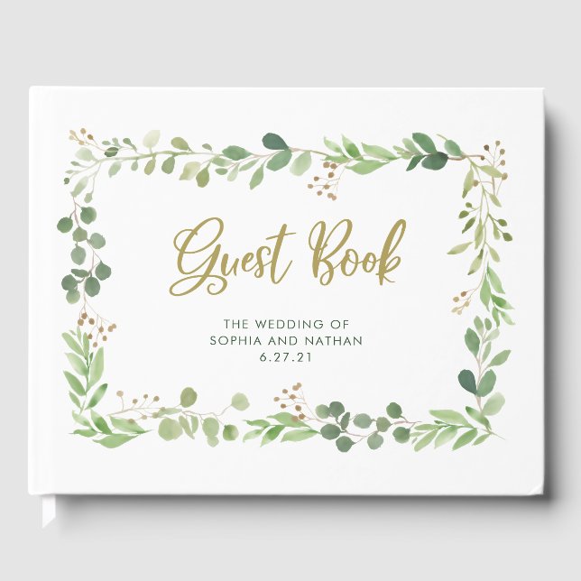 Simple Greenery | Wedding Guest Book (Front)