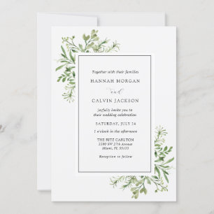 Simple Greenery Wedding Invitation