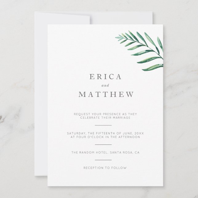 Simple Greenery Wedding Invitation (Front)