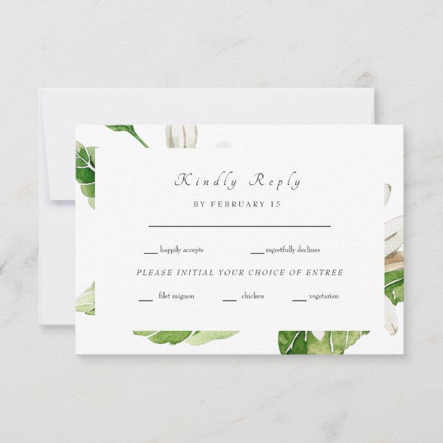 Simple Greenery Wedding RSVP Card (Front)