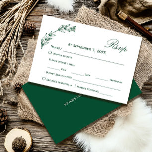 Simple Greenery Wedding Rsvp  Script Font Card