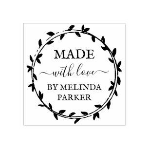 Simple Greenery Wreath Made With Love Rubber Stamp