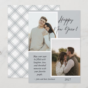 Simple Grey and White New Years Photo Collage Card