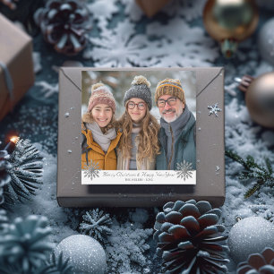 Simple Grey and White Snowflakes Holiday Card