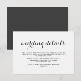 Simple Grey and White Wedding Guest Details Card