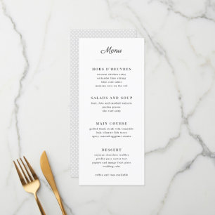 Simple Grey and White Wedding Menu