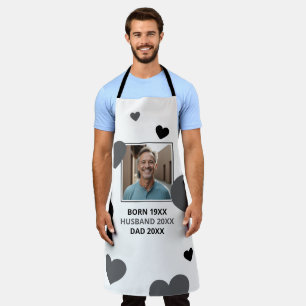 Simple Grey & Black Hearts Husband Keepsake Photo Apron