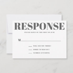 Simple Grey Bold Typography Modern Wedding RSVP Card