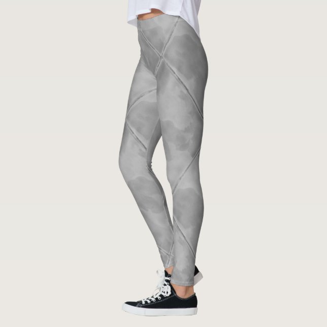 Simple Grey Chequered Ceramic Tiles Leggings (Left)