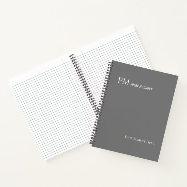 Simple Grey Custom Name Notebook (Inside)