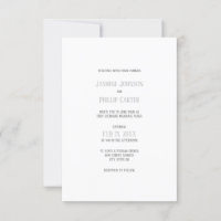 Simple Grey Design - 3x5 Wedding Invitation