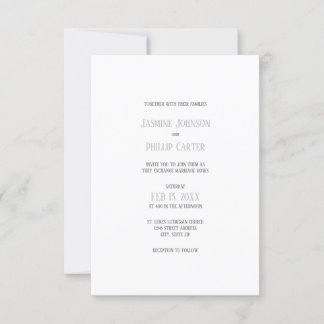 Simple Grey Design - 3x5 Wedding Invitation