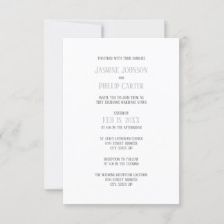 Simple Grey Design - 3x5 Wedding/Reception Invite