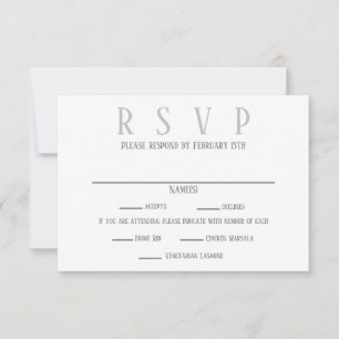 Simple Grey Design -RSVP/Dinner Choices Invitation