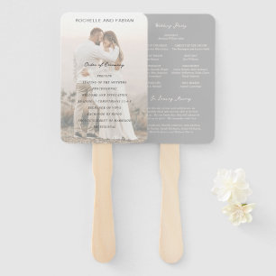 Simple Grey Elegant Wedding Program Hand Fan