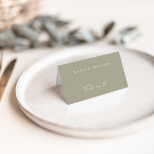 Simple Grey Green Modern Wedding Place Card