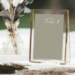 Simple Grey Green Modern Wedding Table Number<br><div class="desc">The simplicity of the design allows it to effortlessly complement any wedding theme or decor style, making it a versatile choice for your special day. The crisp typography and sleek design create a modern and sophisticated look, setting the tone for a memorable wedding celebration. Designed to coordinate with for the...</div>