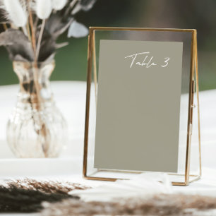 Simple Grey Green Modern Wedding Table Number