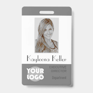 Simple Grey Grey Logo Barcode ID Photo Department Badge