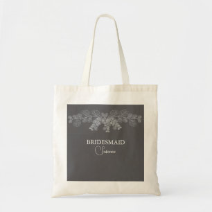 Simple Grey Line Art Eucalyptus Bridesmaid Tote Bag