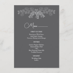 Simple Grey Line Art Eucalyptus Wedding  Menu