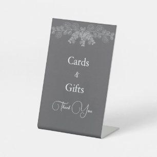 Simple Grey Line Art Eucalyptus Wedding  Pedestal Sign