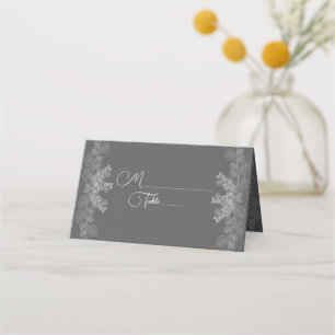 Simple Grey Line Art Eucalyptus Wedding Place Card