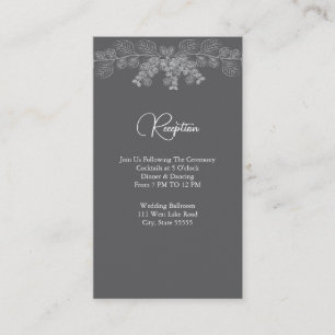Simple Grey Line Art Eucalyptus Wedding Reception Enclosure Card