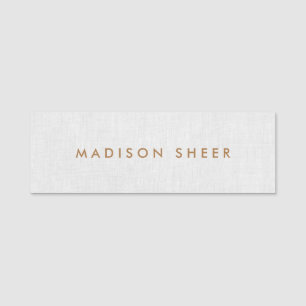 Simple Grey Linen Professional Staff Employee Name Tag
