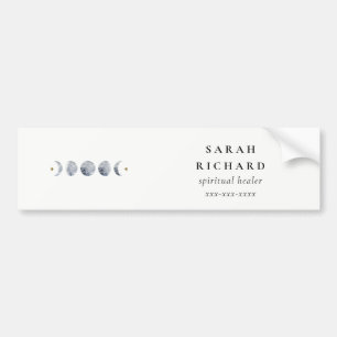 Simple Grey Lunar Celestial Moon Phase Watercolor Bumper Sticker