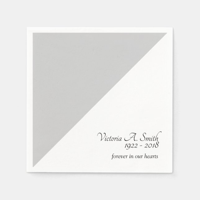 Simple Grey Memorial Service Funeral Napkin (Front)