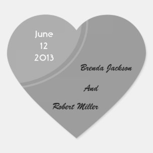 Simple Grey Modern Wedding Heart Sticker