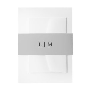 Simple Grey Monogram Minimal Elegant Wedding Invitation Belly Band