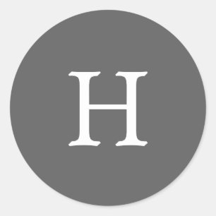 Simple Grey Monogram Wedding Classic Round Sticker