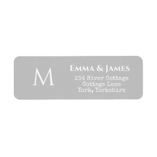Simple Grey Monogram Wedding Return Address Label