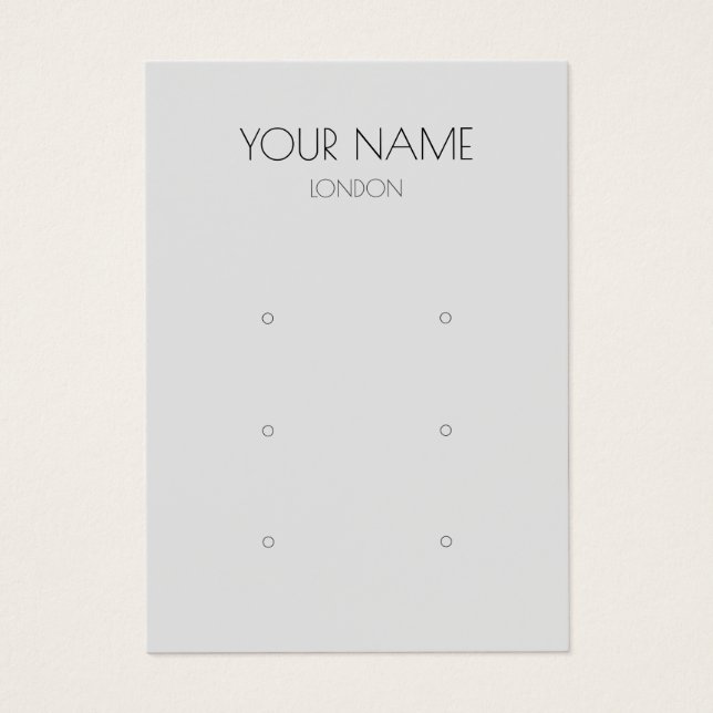 Simple grey multiple earring display card (Front)