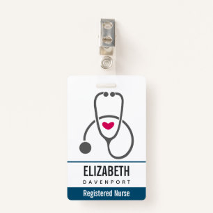 Simple Grey Nursing Stethoscope ID Badge