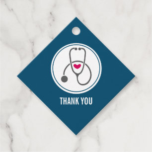 Simple Grey Nursing Stethoscope Thank You Favour Tags