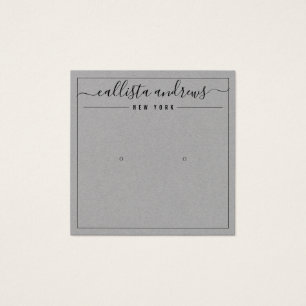 Simple Grey Paper Cursive Earring Display Card