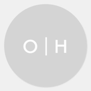 Simple grey round sticker initials/monogram