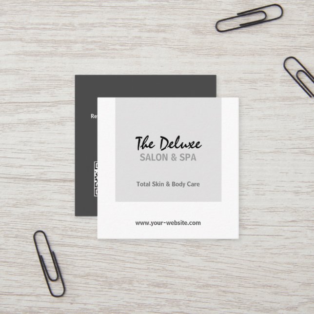 Simple Grey Square Spa Square Business Card (Front/Back In Situ)