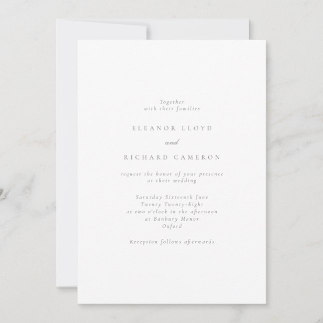 Simple Grey Text Base for Vellum Wedding Invitation (Front)