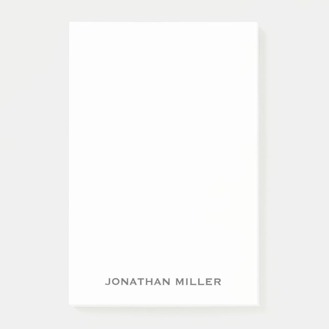 Simple Grey Typographic Name Post-it Notes (Front)