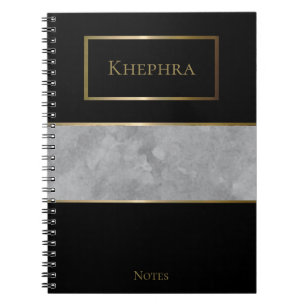 Simple Grey Watercolor Monogram Name Notebook