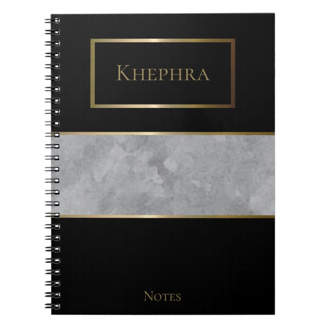 Simple Grey Watercolor Monogram Name Notebook (Front)
